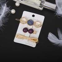 Fashion Star Alloy Inlay Pearl Hair Clip 3 Pieces sku image 19