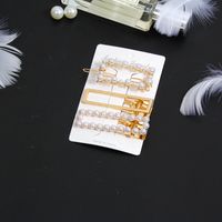 Fashion Star Alloy Inlay Pearl Hair Clip 3 Pieces sku image 1