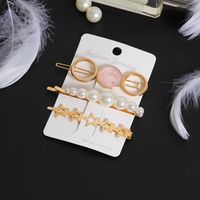 Fashion Star Alloy Inlay Pearl Hair Clip 3 Pieces sku image 25