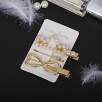 Fashion Star Alloy Inlay Pearl Hair Clip 3 Pieces sku image 14