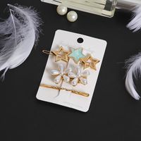 Fashion Star Alloy Inlay Pearl Hair Clip 3 Pieces sku image 22