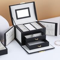 Fashion Solid Color Leather Jewelry Boxes sku image 2