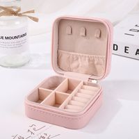 Fashion Solid Color Pu Leather Jewelry Boxes sku image 2