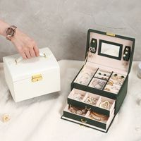 Fashion Solid Color Leather Jewelry Boxes 1 Piece main image 1