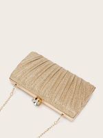 Gold Silver Polyester Solid Color Square Clutch Evening Bag main image 2