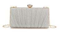 Gold Silver Polyester Solid Color Square Clutch Evening Bag sku image 1