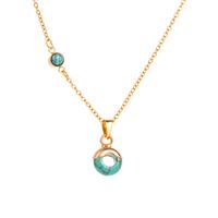 Vintage Style Geometric Stainless Steel Plating Turquoise Pendant Necklace 1 Piece main image 3