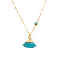 Vintage Style Geometric Stainless Steel Plating Turquoise Pendant Necklace 1 Piece main image 2