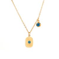Vintage Style Geometric Stainless Steel Plating Turquoise Pendant Necklace 1 Piece sku image 3