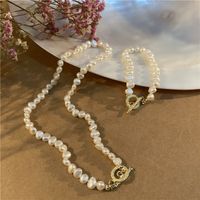 Elegant Geometric Pearl Gold Plated Necklace main image 4