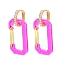 Retro Geométrico Cobre Enchapado Circón Aretes 1 Pieza sku image 1