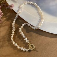 Elegant Geometric Pearl Gold Plated Necklace main image 1