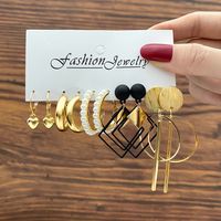 Fashion Round Heart Shape Alloy Plating Inlay Pearl Women's Drop Earrings 1 Set sku image 2