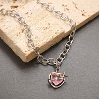 Fashion Heart Shape Artificial Crystal Alloy Plating Inlay Rhinestones Women's Pendant Necklace 1 Piece main image 2
