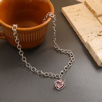 Fashion Heart Shape Artificial Crystal Alloy Plating Inlay Rhinestones Women's Pendant Necklace 1 Piece main image 3