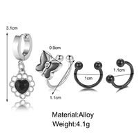 Fashion Heart Shape Butterfly Alloy Plating Inlay Rhinestones Women's Drop Earrings 1 Set main image 5