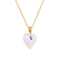 Classic Style Devil's Eye Heart Shape Titanium Steel Enamel Gold Plated Zircon Pendant Necklace 1 Piece main image 2