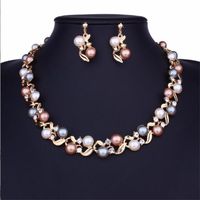 Moda Geométrico Aleación Embutido Perlas Artificiales Diamantes De Imitación Mujeres Collar 1 Juego main image 1