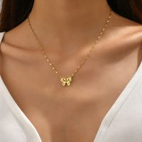 Simple Style Butterfly Stainless Steel Hollow Out Chain Necklace 1 Piece main image 3