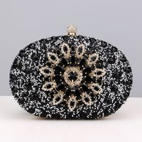 Red Green Blue Pu Leather Polyester Flower Rhinestone Oval Evening Bags sku image 29