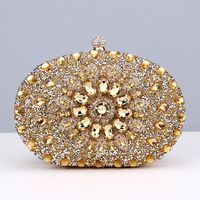 Red Green Blue Pu Leather Polyester Flower Rhinestone Oval Evening Bags sku image 31