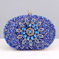 Red Green Blue Pu Leather Polyester Flower Rhinestone Oval Evening Bags sku image 28