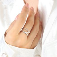 Simple Hollow Open Titanium Steel Solid Color Ring sku image 1