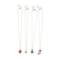 Cute Christmas Tree Snowman Snowflake Alloy Plating Women's Necklace 4 Pieces main image 2