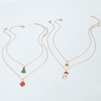 Cute Christmas Tree Snowman Snowflake Alloy Plating Women's Necklace 4 Pieces main image 3
