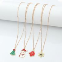 Cute Christmas Tree Snowman Snowflake Alloy Plating Women's Necklace 4 Pieces main image 5