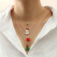 Cute Christmas Tree Snowman Snowflake Alloy Plating Women's Necklace 4 Pieces main image 1
