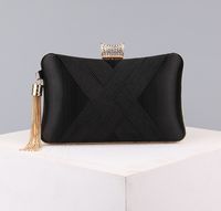 Green Black Gold Polyester Satin Solid Color Rhinestone Pillow Shape Evening Bags sku image 2