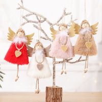 Christmas Cute Angel Heart Shape Plush Party Hanging Ornaments 1 Piece main image 1