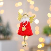 Christmas Cute Angel Heart Shape Plush Party Hanging Ornaments 1 Piece sku image 4