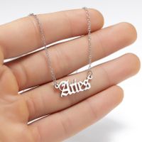 Stainless Steel Retro Plating Letter Pendant Necklace sku image 8