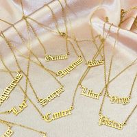 Stainless Steel Retro Plating Letter Pendant Necklace main image 3