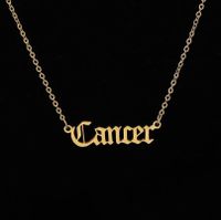 Stainless Steel Retro Plating Letter Pendant Necklace sku image 22
