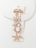 Fashion Round Starfish Alloy Handmade Inlay Rhinestones Pearl Hair Clip 1 Set sku image 36
