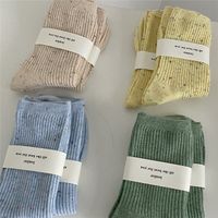 Frau Mode Einfarbig Baumwolle Ankle Socken main image 3