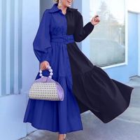 Women's Shirt Dress Fashion Turndown Patchwork Long Sleeve Color Block Maxi Long Dress Outdoor main image 5