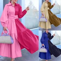 Women's Shirt Dress Fashion Turndown Patchwork Long Sleeve Color Block Maxi Long Dress Outdoor main image 1