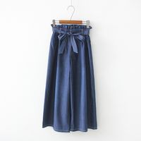 Fashion Solid Color Cotton Ankle-length Washed Wide Leg Pants main image 3