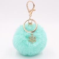 Fashion Snowflake Alloy Plush Unisex Bag Pendant Keychain 1 Piece sku image 2