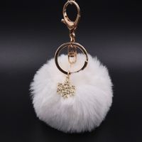 Fashion Snowflake Alloy Plush Unisex Bag Pendant Keychain 1 Piece sku image 1