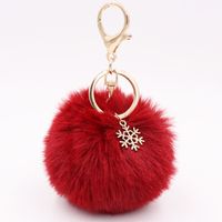 Fashion Snowflake Alloy Plush Unisex Bag Pendant Keychain 1 Piece sku image 10