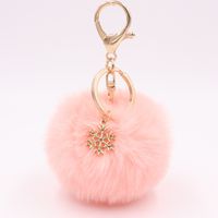 Fashion Snowflake Alloy Plush Unisex Bag Pendant Keychain 1 Piece sku image 5