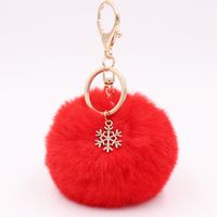 Fashion Snowflake Alloy Plush Unisex Bag Pendant Keychain 1 Piece sku image 7
