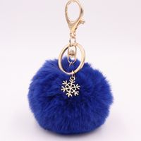 Fashion Snowflake Alloy Plush Unisex Bag Pendant Keychain 1 Piece sku image 3