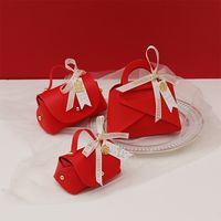 La Saint-valentin Couleur Unie Faux Cuir Mariage Fournitures D'emballage Cadeau 1 Pièce main image 1