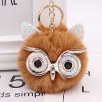 Cute Owl Alloy Plush Unisex Bag Pendant Keychain 1 Piece sku image 3